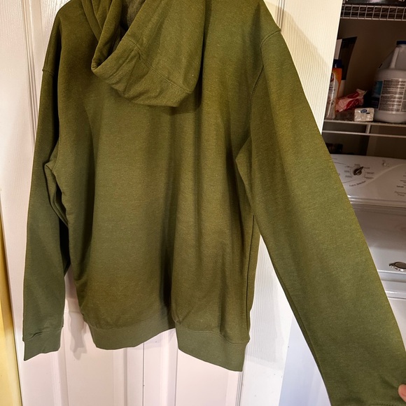 Carhartt Olive Sweatshirt with Bright Yellow Lettering - Picture 2 of 5